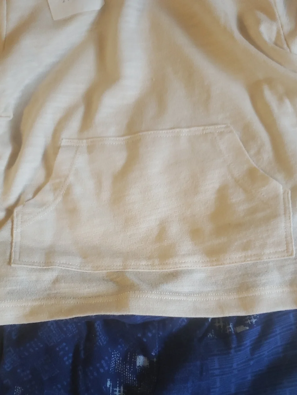 Old Navy Cream Hoodie with Navy Blue Patterned Leggings